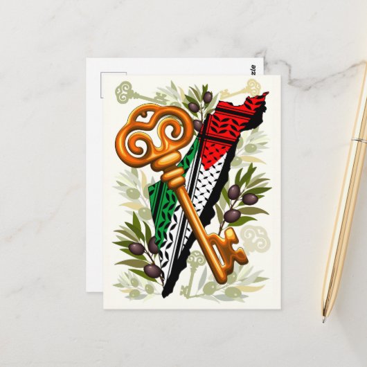 Schlüsselzeichen des Rückkehrrechts Palästinas Postkarte (Vorderseite/Rückseite Beispiel)