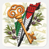 Schlüsselzeichen des Rückkehrrechts Palästinas Quadratischer Aufkleber (Vorderseite)