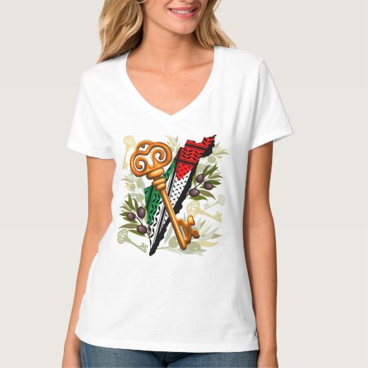 Schlüsselzeichen des Rückkehrrechts Palästinas T-Shirt (Vorderseite)