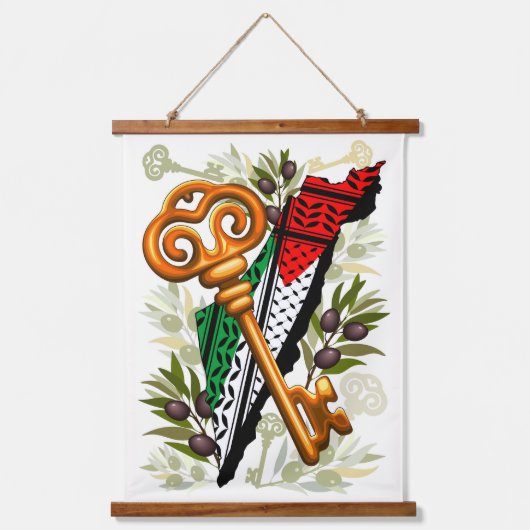 Schlüsselzeichen des Rückkehrrechts Palästinas Wandteppich Mit Holzrahmen (Vorderseite)