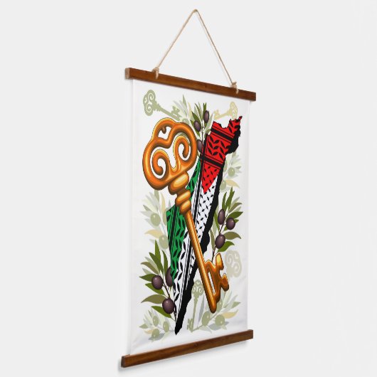 Schlüsselzeichen des Rückkehrrechts Palästinas Wandteppich Mit Holzrahmen (Gewinkelt)