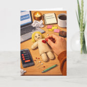 Schlussmachen ist schwer – Voodoo-Puppe mit schwar Karte (Vorderseite)