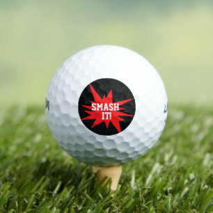 SCHMACH! Funny Black Red Smack Talk Golfer Joke Golfball