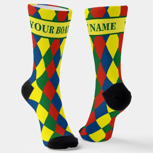Schmalboot-Boot-Name Harlequin-Diamant-Muster Socken (Gewinkelt)