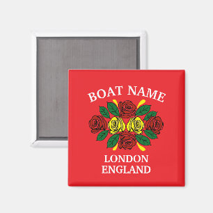 Schmalboot Roter Rosen Bootsname Folk Art Magnet