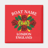 Schmalboot Roter Rosen Bootsname Folk Art Magnet (Vorne)