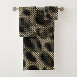 Schmale beige Streifen und seltsame dunkle Kreise Badhandtuch Set