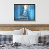 Schmale blaue Treppe in Marokko Leinwanddruck (Insitu (Schlafzimmer))