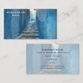 Schmale blaue Treppe in Marokko Visitenkarte (Vorne/Hinten)