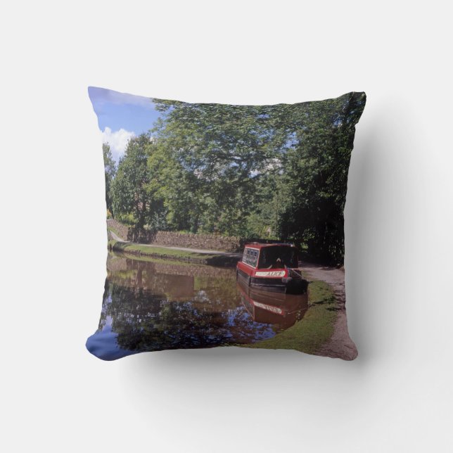 Schmale Boote Peak Forest Canal Marple Kissen (Vorderseite)