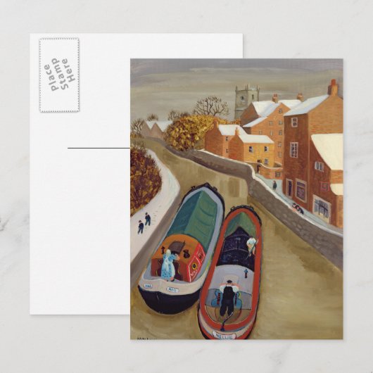 Schmale Boote Postkarte (Vorne/Hinten)