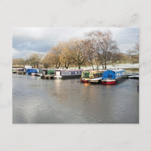 Schmale Boote Winter Higher Poynton Postkarte (Vorderseite)