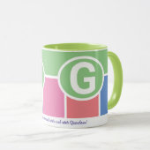 Schmale Feminine Streifen mit Monogramm-Kaffee Tasse (VorderseiteRechts)