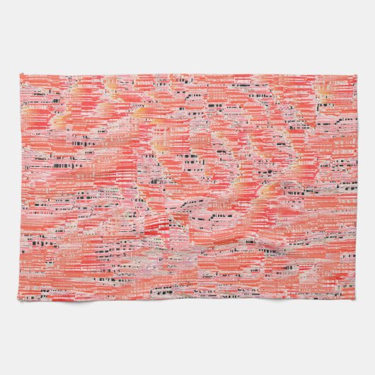 Schmale Lachs- und Pfirsichmosaikwirkung Geschirrtuch (Horizontal)
