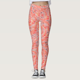 Schmale Lachs- und Pfirsichmosaikwirkung Leggings