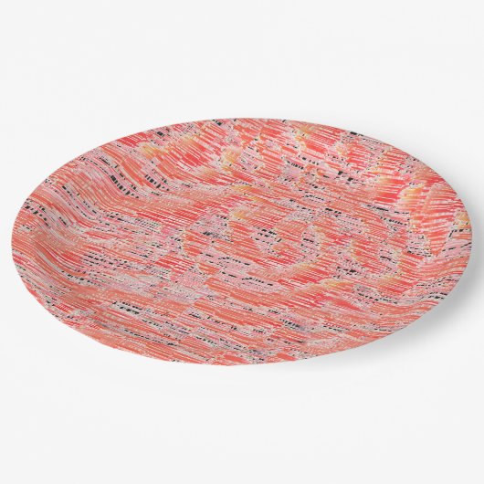 Schmale Lachs- und Pfirsichmosaikwirkung Pappteller (Schrägansicht)