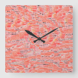 Schmale Lachs- und Pfirsichmosaikwirkung Quadratische Wanduhr