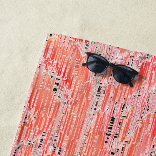 Schmale Lachs- und Pfirsichmosaikwirkung Strandtuch (Beispiel)