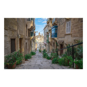 Schmale Steine Straße in Malta Fotodruck