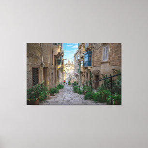 Schmale Steine Straße in Malta Leinwanddruck