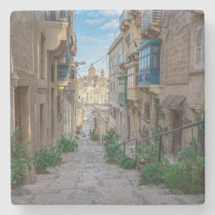 Schmale Steinstraße in Malta Canvas Print Steinuntersetzer