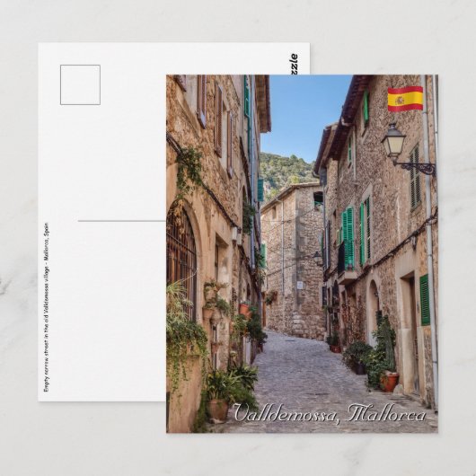 Schmale Straße im Dorf Valldemossa - Mallorca Postkarte (Vorne/Hinten)