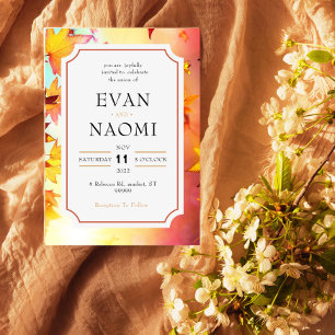 Schmale und stilvolle Herbstblätter an die Hochzei Einladung