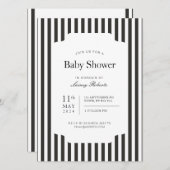 Schmaler schwarzer und weißer vertikaler Sandstrei Einladung (Vorne/Hinten)