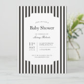 Schmaler schwarzer und weißer vertikaler Sandstrei Einladung (Stehend Vorderseite)