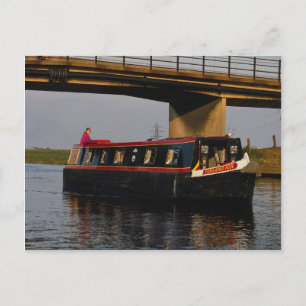 Schmales Boot am Ufer, Fluss Nene, Peterboroug Postkarte