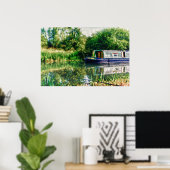 Schmales Boot auf dem Fluss Nene Print Poster (Heimbüro)