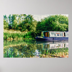 Schmales Boot auf dem Fluss Nene Print Poster