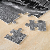 Schmalspur-Dampf-Zug Schwarzweiss Puzzle (Seite)