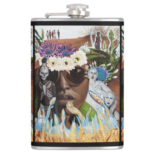 "Schmecken Sie keine schlechtes" Vinyl Flachmann (Vorderseite)