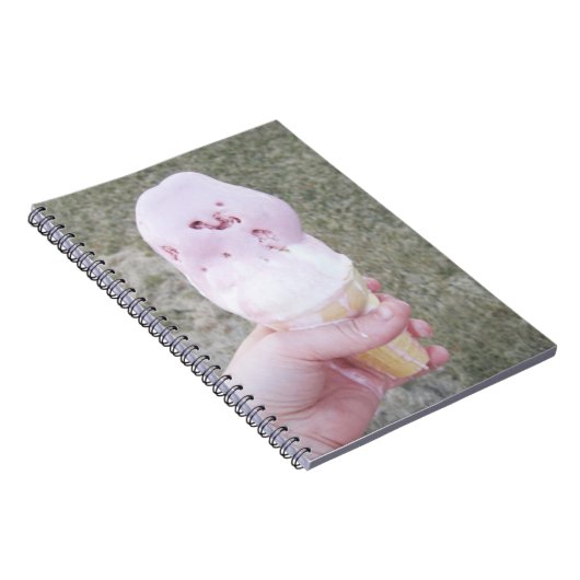 Schmelze Eiscreme im HandNotebook Notizblock (Rechte Seite)