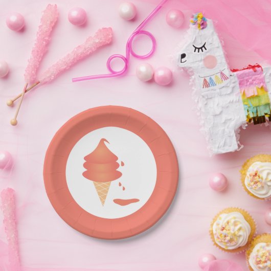 Schmelze Soft Serve Ice Creme Cone Pappteller (Party)