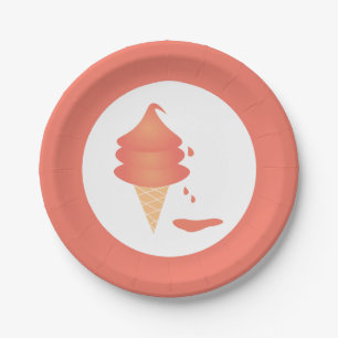 Schmelze Soft Serve Ice Creme Cone Pappteller