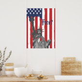 Schmelzen der amerikanischen Flaggenstatue der Fre Poster (Küche)