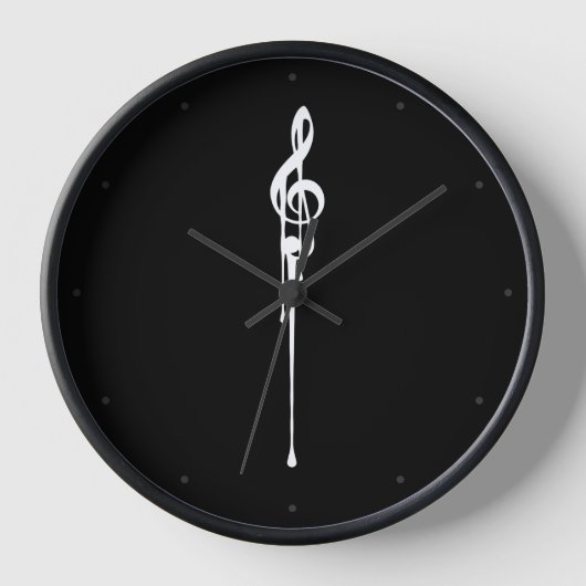 Schmelzen des weißen Treble Clef Black Uhr (Vorderseite)