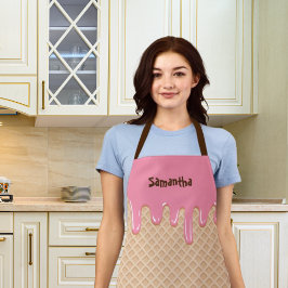 Schmelzen Erdbeere Eiscreme Schürze