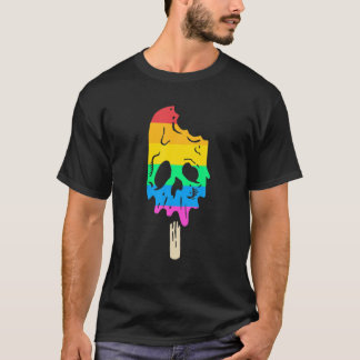 Schmelzen Regenbogeneis Creme Skull Halloween Pops T-Shirt