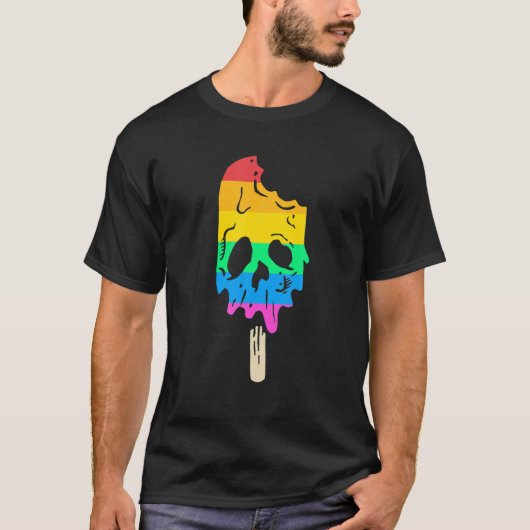 Schmelzen Regenbogeneis Creme Skull Halloween Pops T-Shirt (Vorderseite)