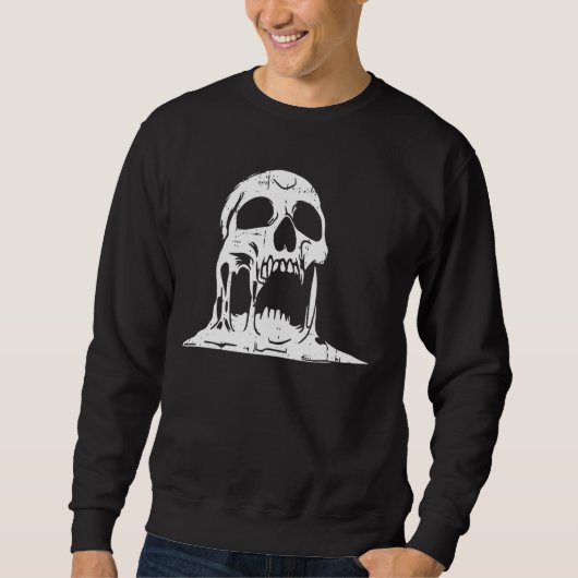 Schmelzen Skull Halloween Spooky Skeleton Knochen Sweatshirt (Vorderseite)