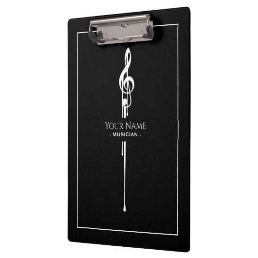 Schmelzen Weiß Treble Clef Klasse Schwarz Klemmbrett (Links)