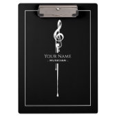 Schmelzen Weiß Treble Clef Klasse Schwarz Klemmbrett (Vorderseite)