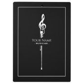 Schmelzen Weiß Treble Clef Klasse Schwarz Klemmbrett (Rückseite)