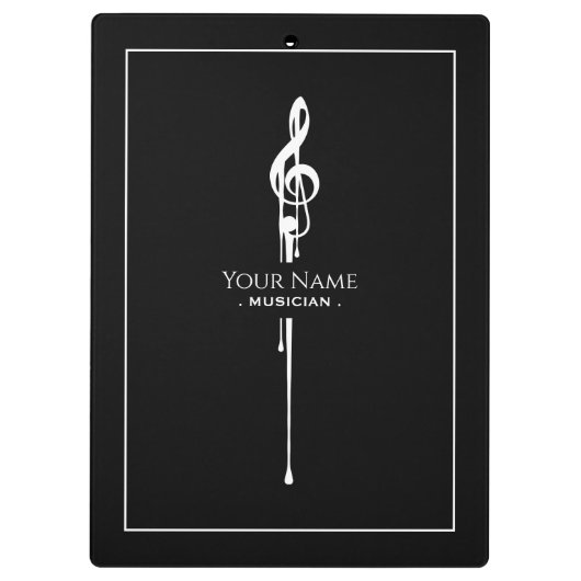 Schmelzen Weiß Treble Clef Klasse Schwarz Klemmbrett (Rückseite)