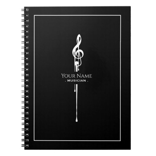 Schmelzen Weiß Treble Clef Klasse Schwarz Notizblock (Vorderseite)