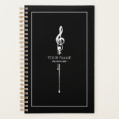 Schmelzen Weiß Treble Clef Klasse Schwarz Planer (Vorderseite)