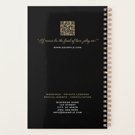 Schmelzen Weiß Treble Clef Klasse Schwarz Planer (Rückseite)